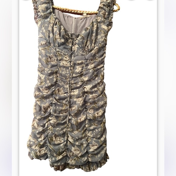 Mable Floral print puff sleeve babydoll dress Sz S front ribbon layer detail - Picture 1 of 8